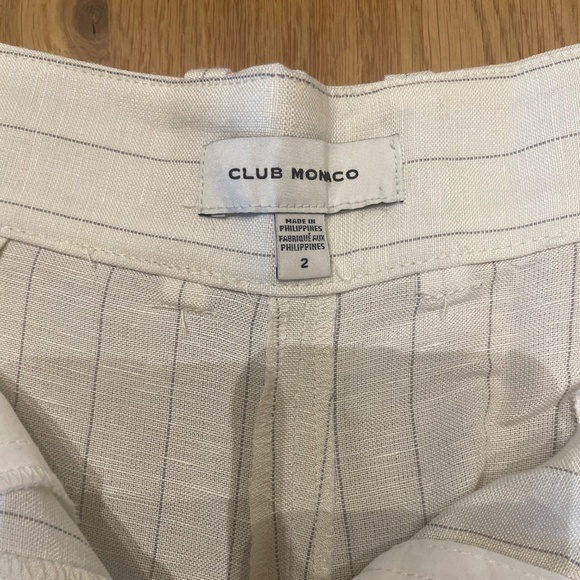 Club Monaco Pinstripe Pleated High Rise Linen Blend Trouser - Picture 9 of 12